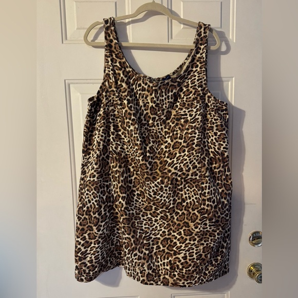 BNWOT GAP Ultrasoft Denim Leopard Mini Dress with pockets size XL - Picture 3 of 5